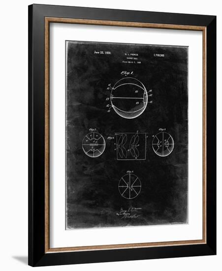 PP222-Black Grunge Basketball 1929 Game Ball Patent Poster-Cole Borders-Framed Giclee Print