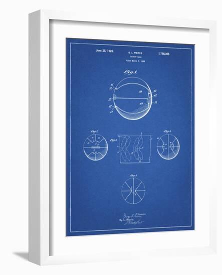 PP222-Blueprint Basketball 1929 Game Ball Patent Poster-Cole Borders-Framed Giclee Print