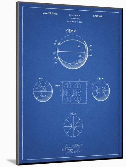 PP222-Blueprint Basketball 1929 Game Ball Patent Poster-Cole Borders-Mounted Premium Giclee Print