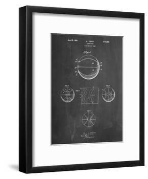 PP222-Chalkboard Basketball 1929 Game Ball Patent Poster-Cole Borders-Framed Giclee Print