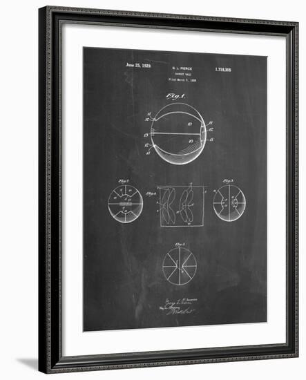 PP222-Chalkboard Basketball 1929 Game Ball Patent Poster-Cole Borders-Framed Giclee Print