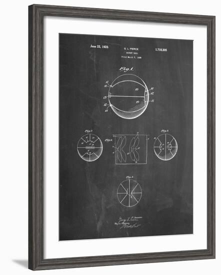 PP222-Chalkboard Basketball 1929 Game Ball Patent Poster-Cole Borders-Framed Giclee Print