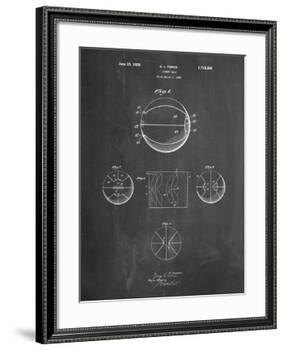 PP222-Chalkboard Basketball 1929 Game Ball Patent Poster-Cole Borders-Framed Giclee Print