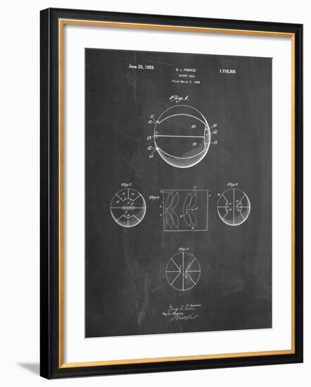 PP222-Chalkboard Basketball 1929 Game Ball Patent Poster-Cole Borders-Framed Giclee Print