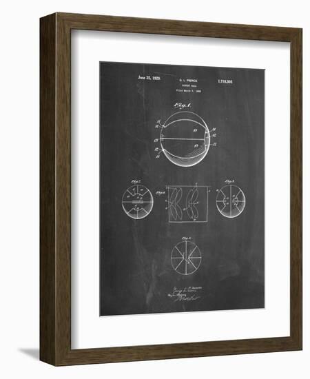 PP222-Chalkboard Basketball 1929 Game Ball Patent Poster-Cole Borders-Framed Giclee Print