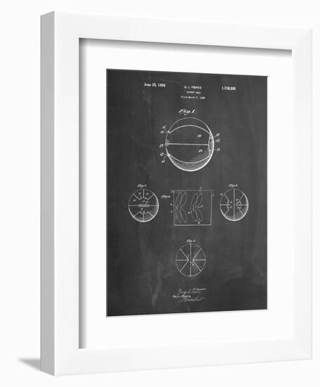 PP222-Chalkboard Basketball 1929 Game Ball Patent Poster-Cole Borders-Framed Giclee Print