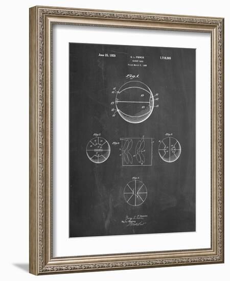 PP222-Chalkboard Basketball 1929 Game Ball Patent Poster-Cole Borders-Framed Giclee Print