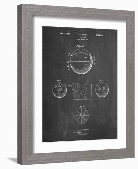 PP222-Chalkboard Basketball 1929 Game Ball Patent Poster-Cole Borders-Framed Giclee Print