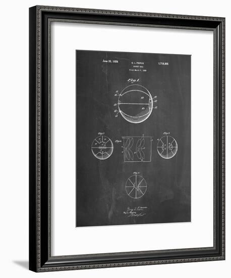 PP222-Chalkboard Basketball 1929 Game Ball Patent Poster-Cole Borders-Framed Giclee Print