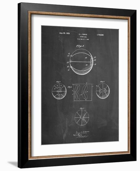 PP222-Chalkboard Basketball 1929 Game Ball Patent Poster-Cole Borders-Framed Giclee Print