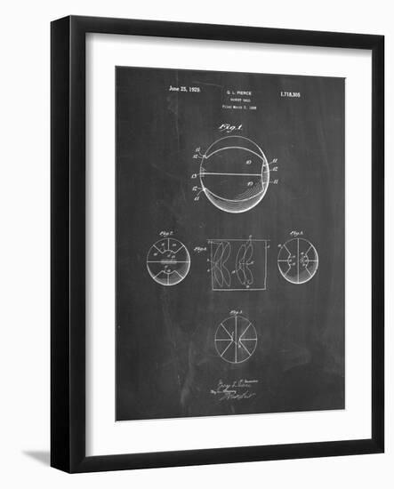 PP222-Chalkboard Basketball 1929 Game Ball Patent Poster-Cole Borders-Framed Giclee Print