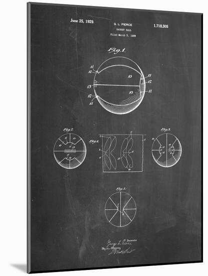 PP222-Chalkboard Basketball 1929 Game Ball Patent Poster-Cole Borders-Mounted Giclee Print
