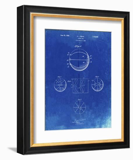 PP222-Faded Blueprint Basketball 1929 Game Ball Patent Poster-Cole Borders-Framed Giclee Print