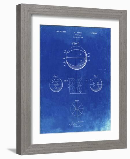 PP222-Faded Blueprint Basketball 1929 Game Ball Patent Poster-Cole Borders-Framed Giclee Print