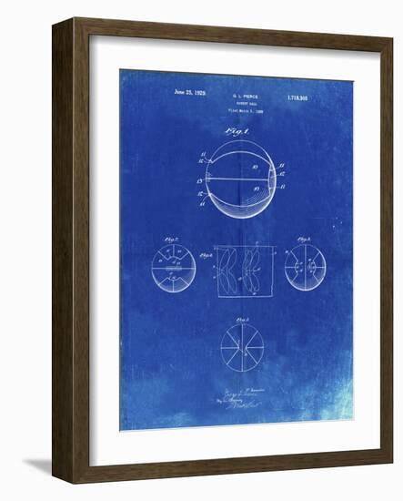 PP222-Faded Blueprint Basketball 1929 Game Ball Patent Poster-Cole Borders-Framed Giclee Print