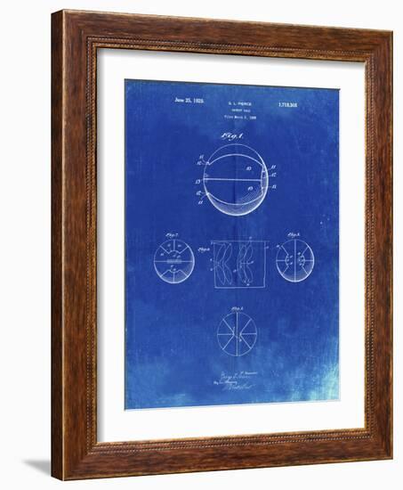 PP222-Faded Blueprint Basketball 1929 Game Ball Patent Poster-Cole Borders-Framed Giclee Print