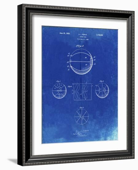 PP222-Faded Blueprint Basketball 1929 Game Ball Patent Poster-Cole Borders-Framed Giclee Print