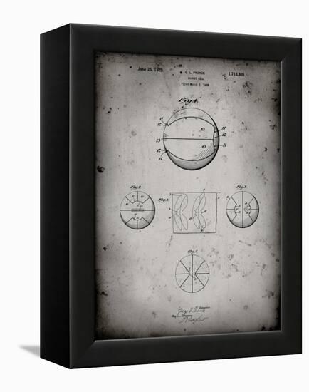 PP222-Faded Grey Basketball 1929 Game Ball Patent Poster-Cole Borders-Framed Premier Image Canvas