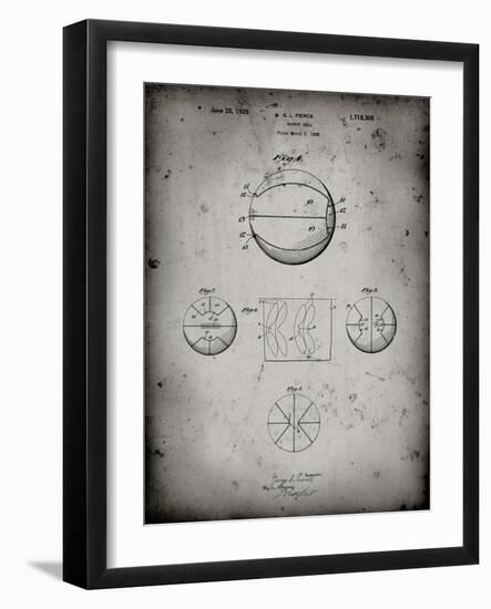 PP222-Faded Grey Basketball 1929 Game Ball Patent Poster-Cole Borders-Framed Giclee Print