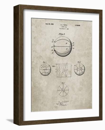 PP222-Sandstone Basketball 1929 Game Ball Patent Poster-Cole Borders-Framed Giclee Print