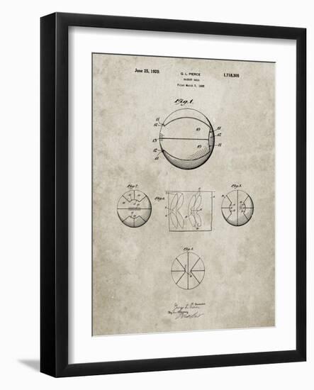 PP222-Sandstone Basketball 1929 Game Ball Patent Poster-Cole Borders-Framed Giclee Print