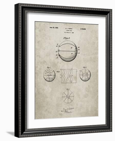 PP222-Sandstone Basketball 1929 Game Ball Patent Poster-Cole Borders-Framed Giclee Print