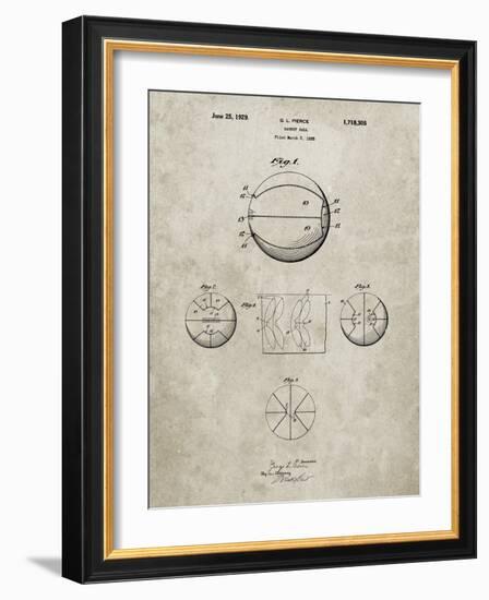 PP222-Sandstone Basketball 1929 Game Ball Patent Poster-Cole Borders-Framed Giclee Print