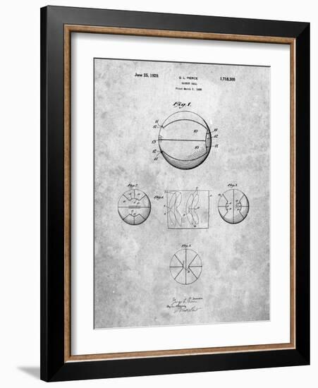 PP222-Slate Basketball 1929 Game Ball Patent Poster-Cole Borders-Framed Giclee Print