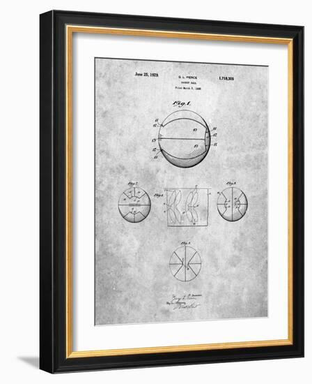 PP222-Slate Basketball 1929 Game Ball Patent Poster-Cole Borders-Framed Giclee Print