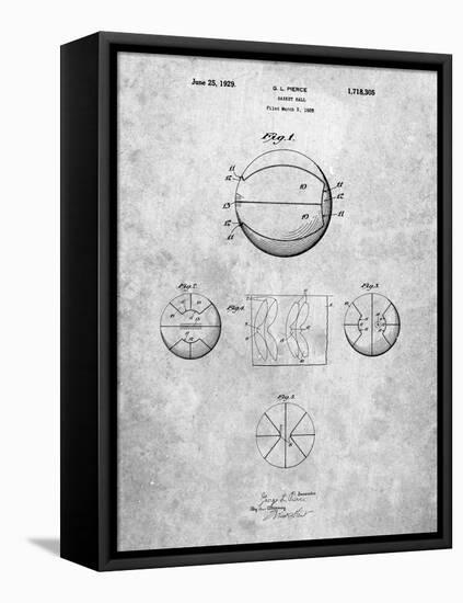 PP222-Slate Basketball 1929 Game Ball Patent Poster-Cole Borders-Framed Premier Image Canvas