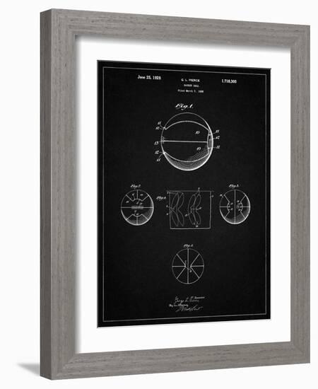 PP222-Vintage Black Basketball 1929 Game Ball Patent Poster-Cole Borders-Framed Giclee Print