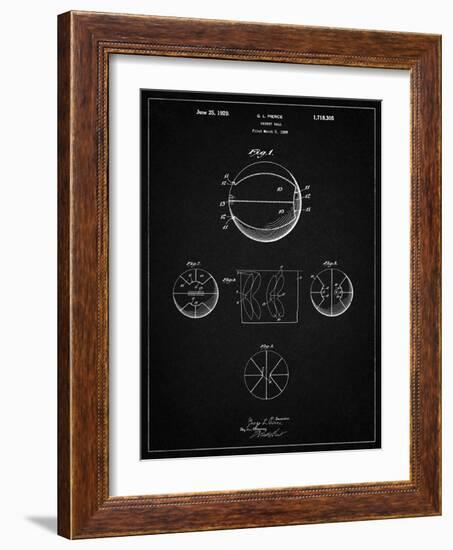 PP222-Vintage Black Basketball 1929 Game Ball Patent Poster-Cole Borders-Framed Giclee Print