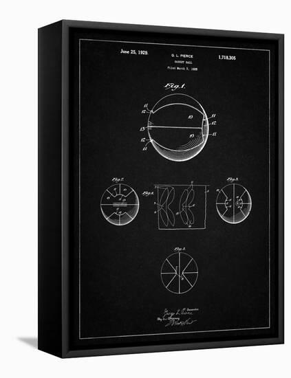 PP222-Vintage Black Basketball 1929 Game Ball Patent Poster-Cole Borders-Framed Premier Image Canvas