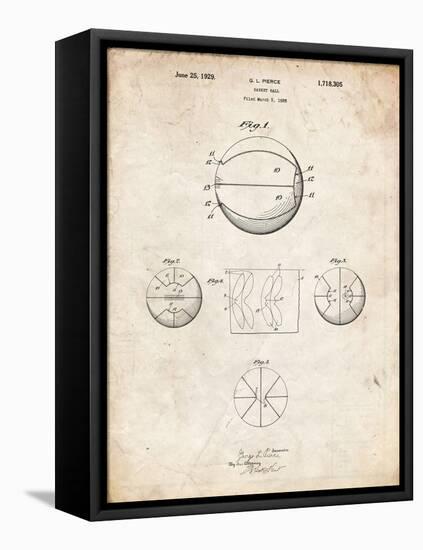 PP222-Vintage Parchment Basketball 1929 Game Ball Patent Poster-Cole Borders-Framed Premier Image Canvas