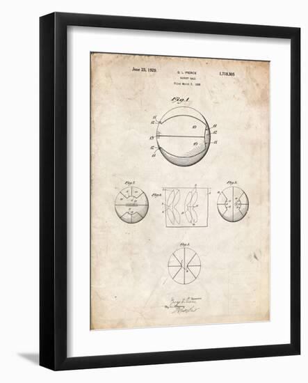 PP222-Vintage Parchment Basketball 1929 Game Ball Patent Poster-Cole Borders-Framed Giclee Print