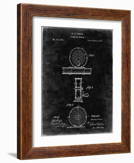 PP225-Black Grunge Orvis 1874 Fly Fishing Reel Patent Poster-Cole Borders-Framed Giclee Print