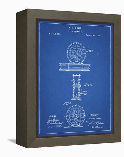 PP225-Blueprint Orvis 1874 Fly Fishing Reel Patent Poster-Cole Borders-Framed Premier Image Canvas