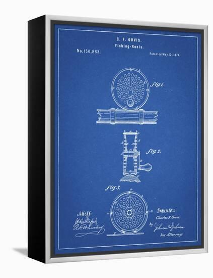 PP225-Blueprint Orvis 1874 Fly Fishing Reel Patent Poster-Cole Borders-Framed Premier Image Canvas