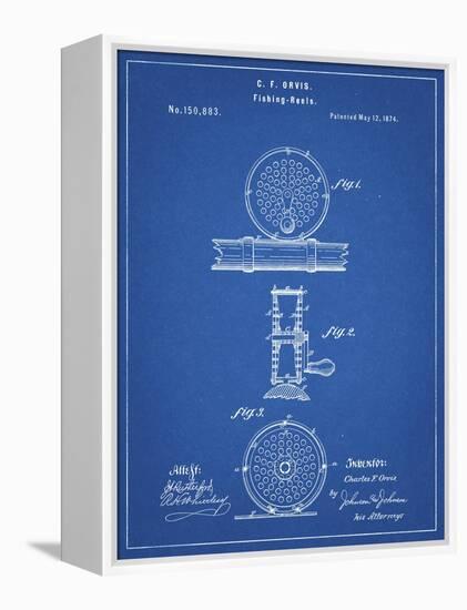 PP225-Blueprint Orvis 1874 Fly Fishing Reel Patent Poster-Cole Borders-Framed Premier Image Canvas