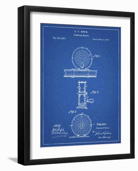 PP225-Blueprint Orvis 1874 Fly Fishing Reel Patent Poster-Cole Borders-Framed Giclee Print