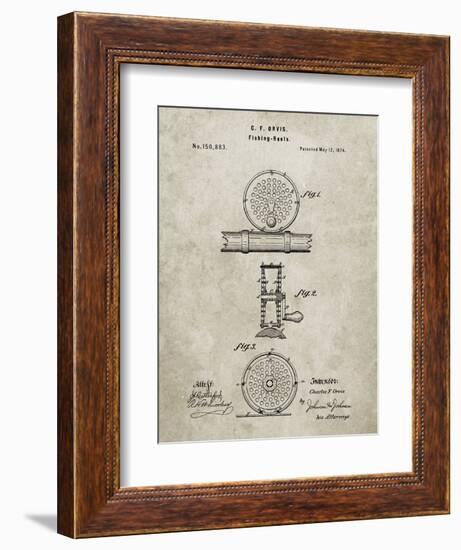 PP225-Sandstone Orvis 1874 Fly Fishing Reel Patent Poster-Cole Borders-Framed Giclee Print