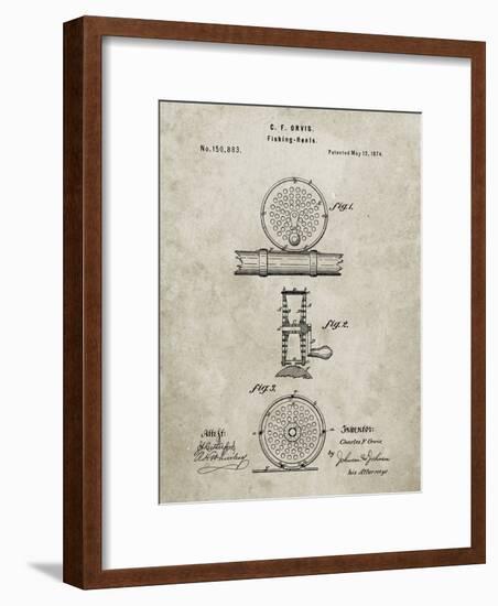 PP225-Sandstone Orvis 1874 Fly Fishing Reel Patent Poster-Cole Borders-Framed Giclee Print