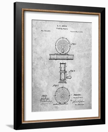 PP225-Slate Orvis 1874 Fly Fishing Reel Patent Poster-Cole Borders-Framed Giclee Print