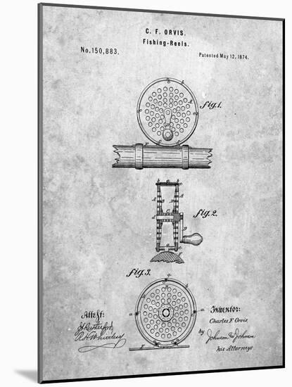 PP225-Slate Orvis 1874 Fly Fishing Reel Patent Poster-Cole Borders-Mounted Giclee Print