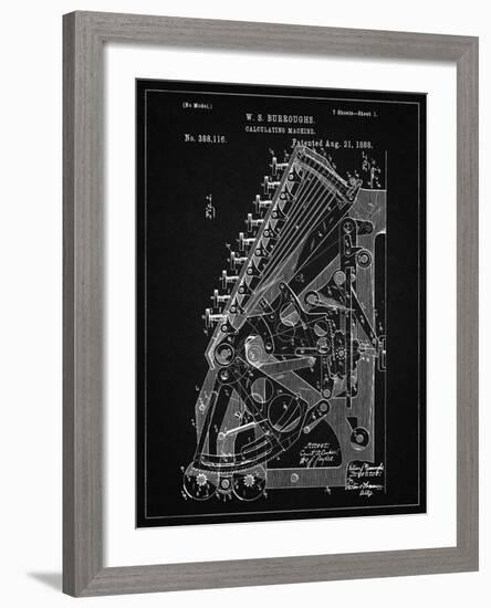 PP226-Vintage Black Burroughs Adding Machine Patent Poster-Cole Borders-Framed Giclee Print