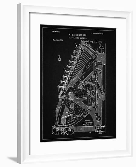 PP226-Vintage Black Burroughs Adding Machine Patent Poster-Cole Borders-Framed Giclee Print