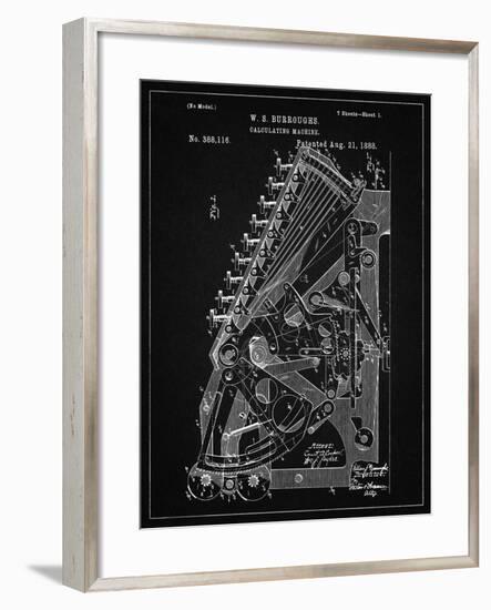 PP226-Vintage Black Burroughs Adding Machine Patent Poster-Cole Borders-Framed Giclee Print