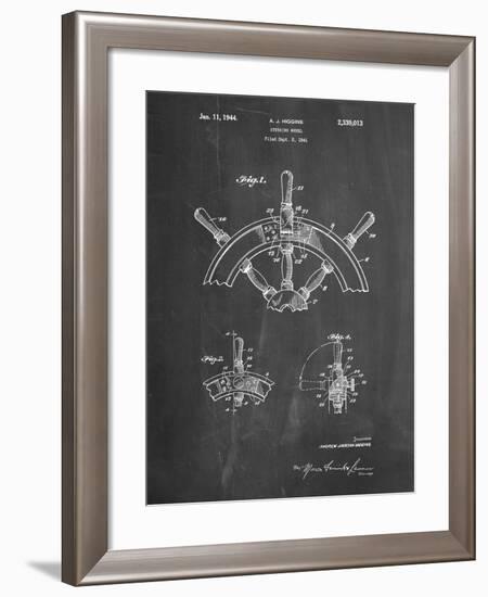 PP228-Chalkboard Ship Steering Wheel Patent Poster-Cole Borders-Framed Giclee Print