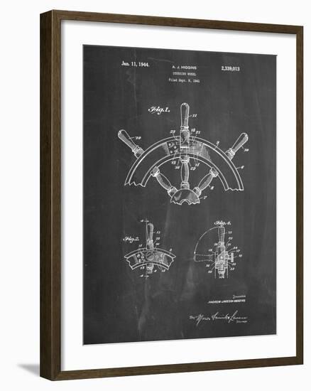 PP228-Chalkboard Ship Steering Wheel Patent Poster-Cole Borders-Framed Giclee Print