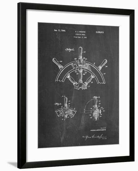 PP228-Chalkboard Ship Steering Wheel Patent Poster-Cole Borders-Framed Giclee Print